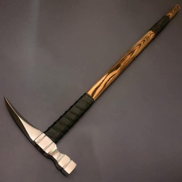 Damascus Steel Handmade Hammer, Custom Gift Viking War Hammer with Ashwood Handle & Leather Sheath - Image 2