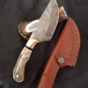 Beautiful handmade damascus steel skinning knife, handle made of deer stag, Christmas gift.