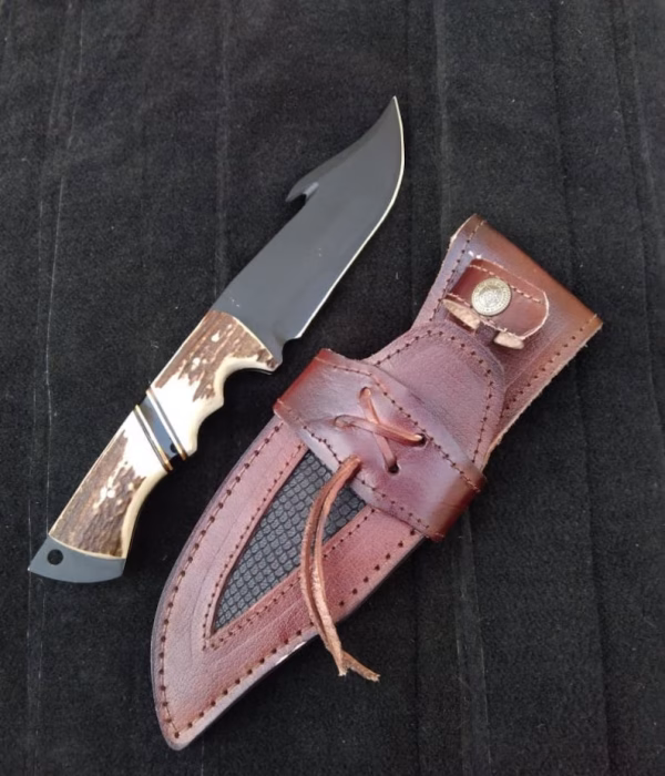 Custom handmade gut hook hunting knife, Available D2 steel and damascus steel - Image 2