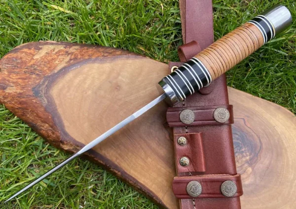 Handmade D2 Steel Knife Bowie with Leather Handle Hunting Camping Collectible Gift - Image 3