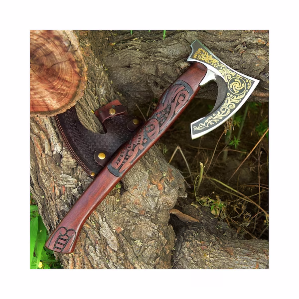 Handmade Viking Axe- Functional Viking Hatchet- Ashwood Handle - With Leather Sheath- Gift for Him- Free Engraving