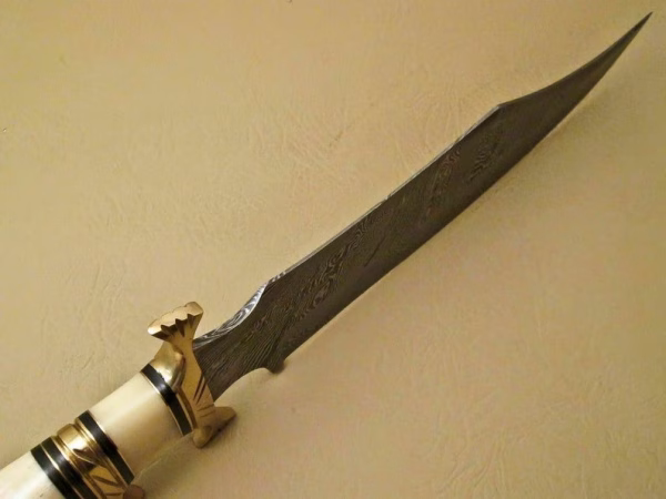Viking DAMASCUS HUNTING KNIFE With camel Bone Handle Gift For Father Wedding Gift Bowie Knife - Image 2