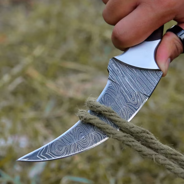 Handmade Damascus steel Personalized Karambit Knife Groomsman Gift Hunting Knife Camping Gift - Image 2