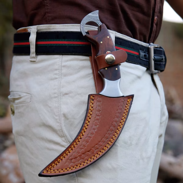 Handmade Damascus steel Personalized Karambit Knife Groomsman Gift Hunting Knife Camping Gift - Image 4