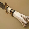 Viking DAMASCUS HUNTING KNIFE With camel Bone Handle Gift For Father Wedding Gift Bowie Knife - Image 3