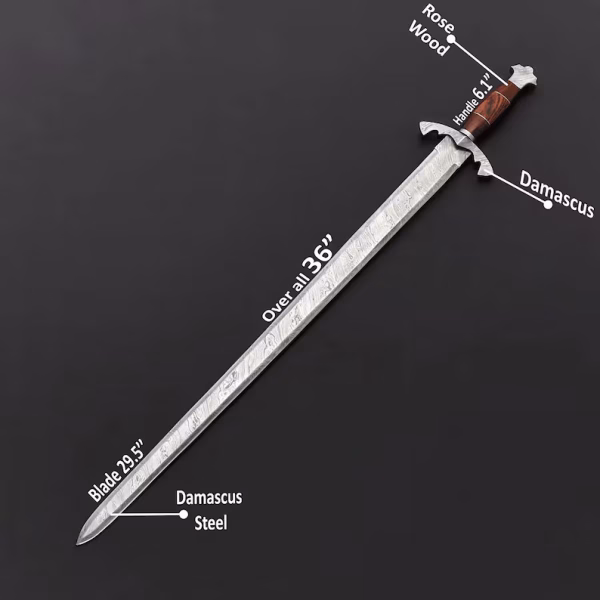 Hand Forged Damascus Steel VIKING SWORD - Image 3