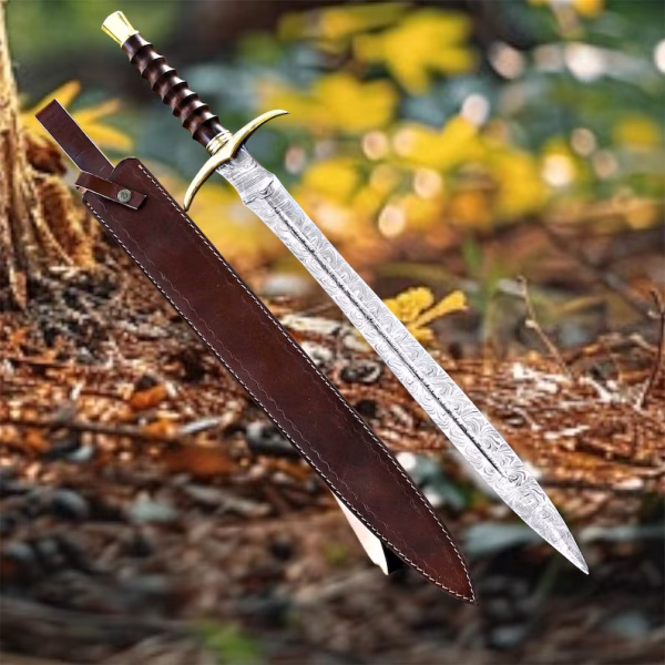 Hand Forged Damascus Steel VIKING SWORD - Image 4