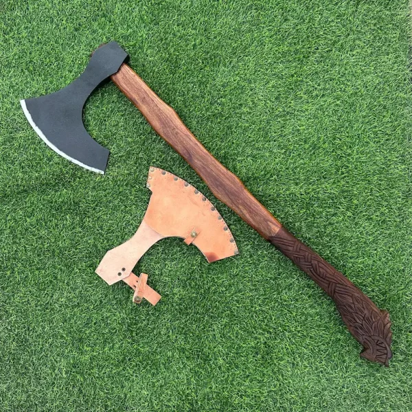 Viking Warrior Axe Viking-Inspired Wolf Head Bearded Viking Axe Unique Norse Gifts with Engraving, Norse Carbon Steel Viking