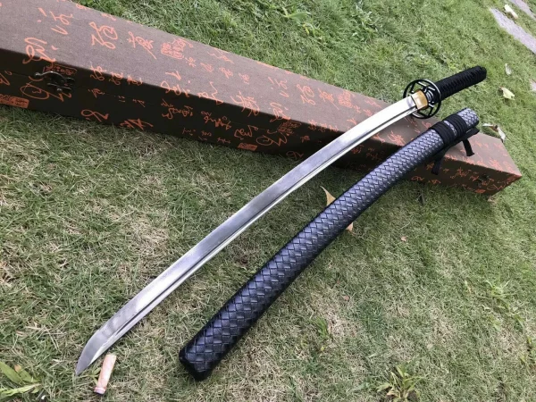 JAPANESE SAMURAI KATANA SWORD DAMASCUS FOLDED STEEL SHARP FULL TANG