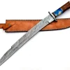 Damascus Steel Bushcraft Machete Knife With Sheath for Hunting knife