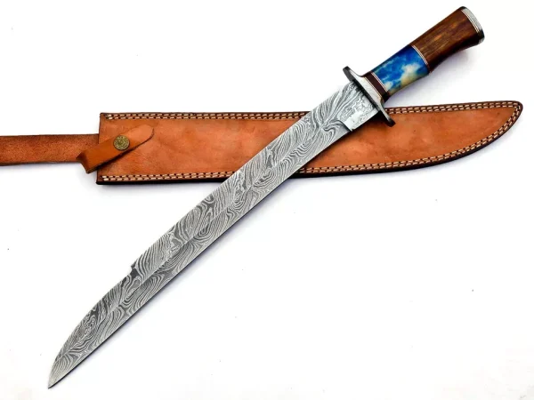 Damascus Steel Bushcraft Machete Knife With Sheath for Hunting knife