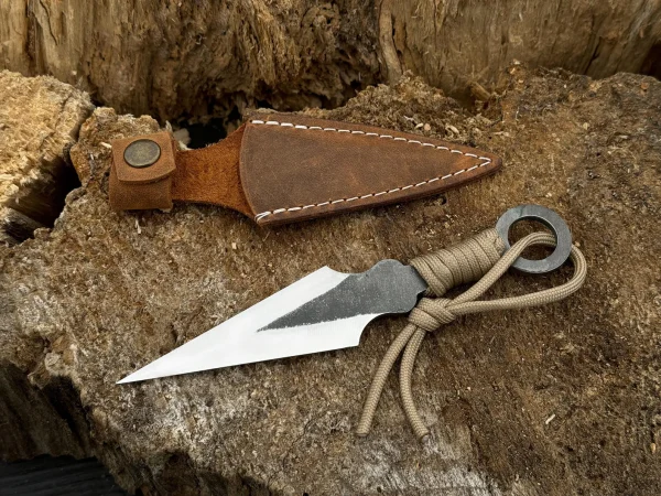 Forged Throwing Knife with Cover. Hunting Knife. Steel Blade. Paracord Wrapped. Camping Tool. Kunai Knife. Beginners Tool. - Image 2