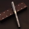 Handcrafted Lavish Damascus steel ballpoint pen with Wooden Box and Brass Fittings - Image 2