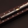 Handcrafted Lavish Damascus steel ballpoint pen with Wooden Box and Brass Fittings