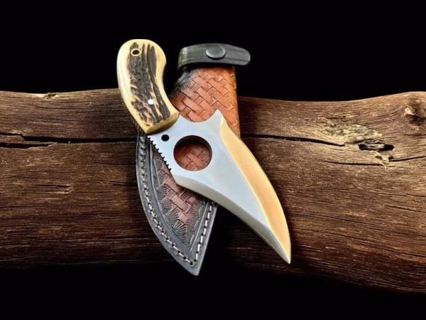 EDC Knife With Leather Sheath Handmade J2 Stainless Steel Knife With Cover