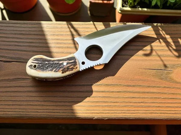 EDC Knife With Leather Sheath Handmade J2 Stainless Steel Knife With Cover - Image 2